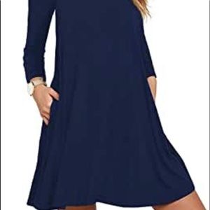 Long Sleeve Pocket Casual Loose T-Shirt Dress